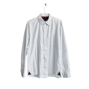 Tommy Hilfiger Mens Dress Shirt Long Sleeve Button Down Polka White Black XL
